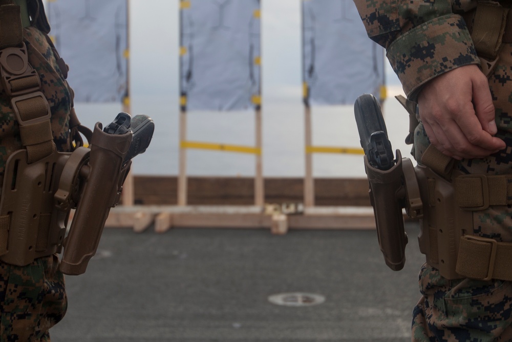 31st MEU Marines qualify with M9A1 9mm service pistol