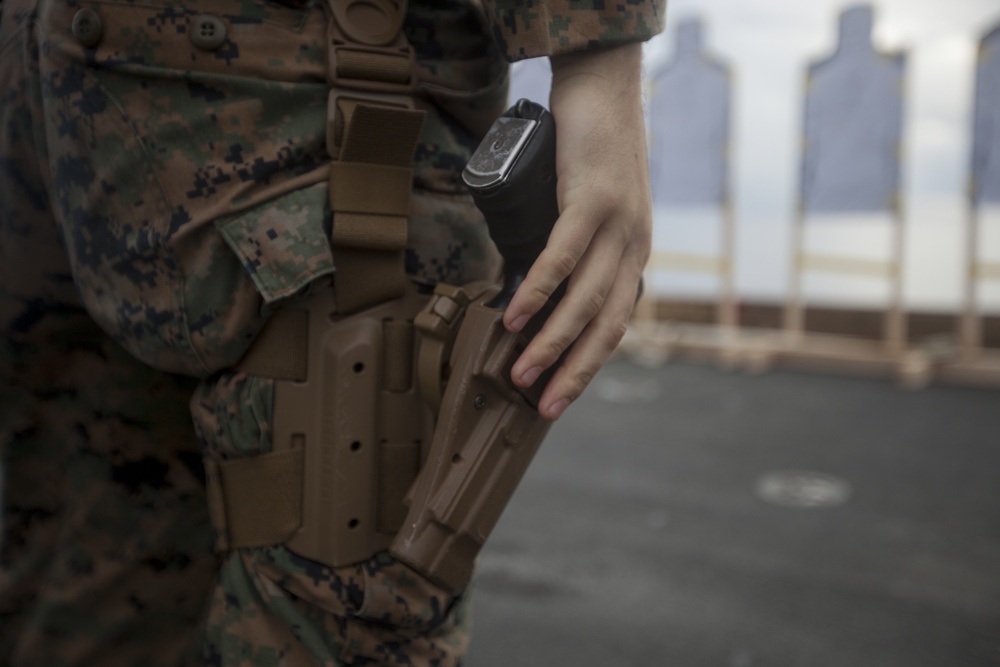 31st MEU Marines qualify with M9A1 9mm service pistol