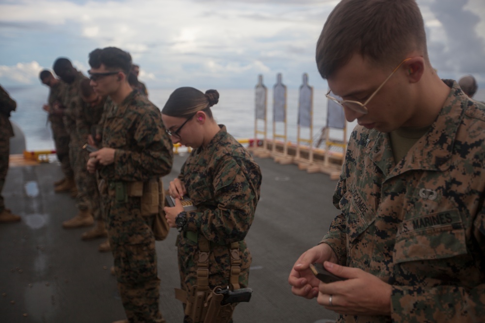 31st MEU Marines qualify with M9A1 9mm service pistol