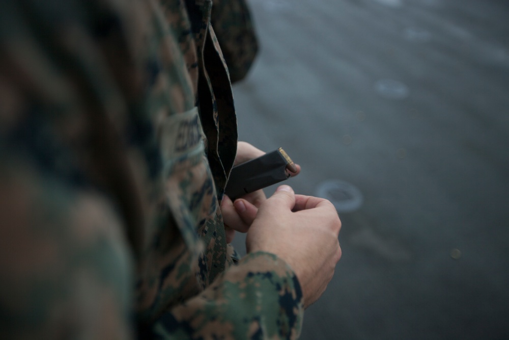 31st MEU Marines qualify with M9A1 9mm service pistol