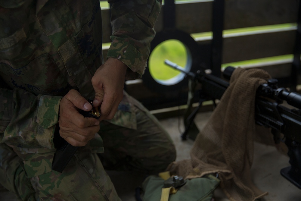U.S. Marines and Royal Thai Marines Practice long range marksmanship