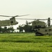 Chinook helicopters come in for a landing