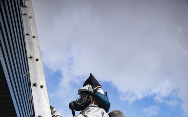 U.S. Marine Corps firefighters train in CFB Cold Lake, Canada