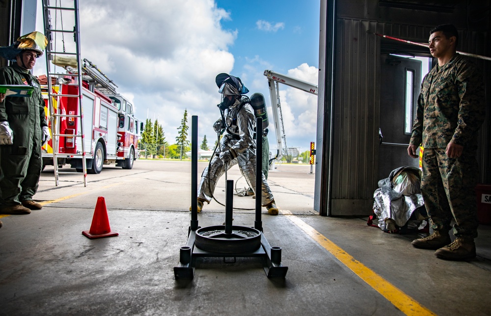 U.S. Marine Corps firefighters train in CFB Cold Lake, Canada