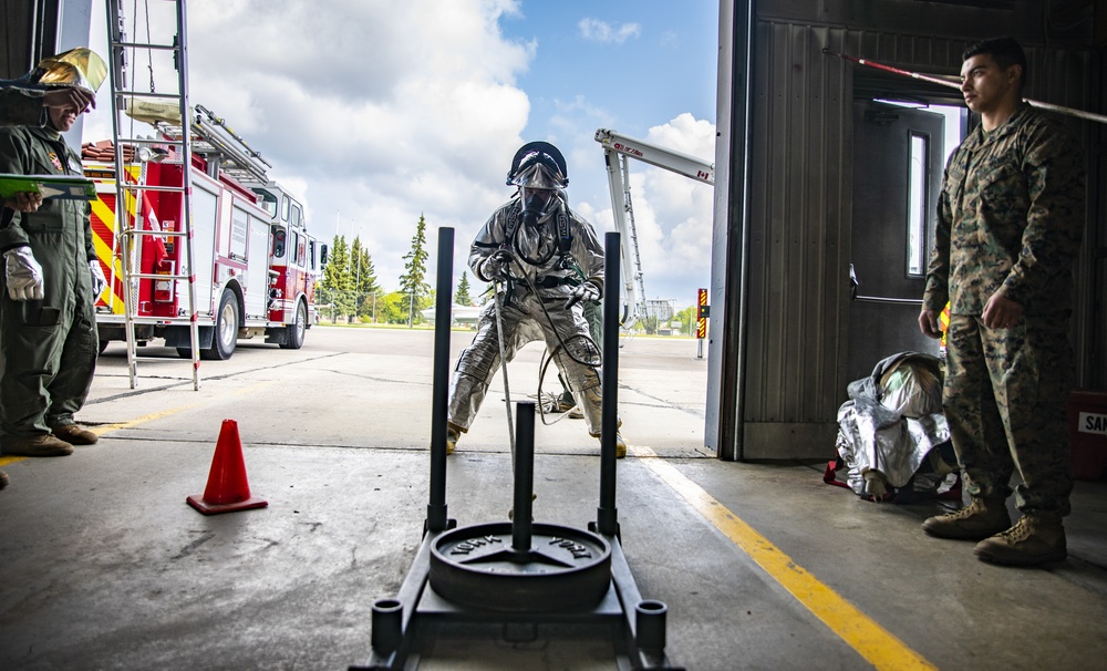 U.S. Marine Corps firefighters train in CFB Cold Lake, Canada