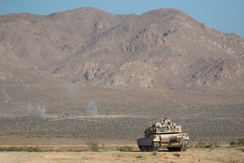 M1A2 Conducts live-fire defensive operations at NTC