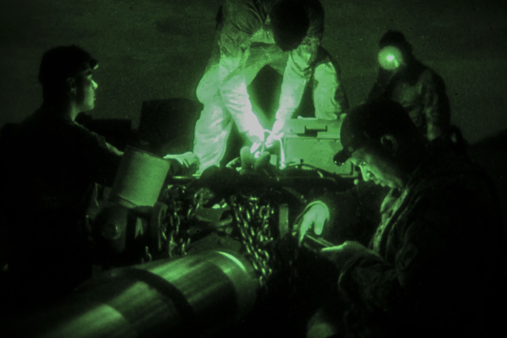 4-319 AFAR Sky Soldiers conduct nighttime sling load operations in Romania