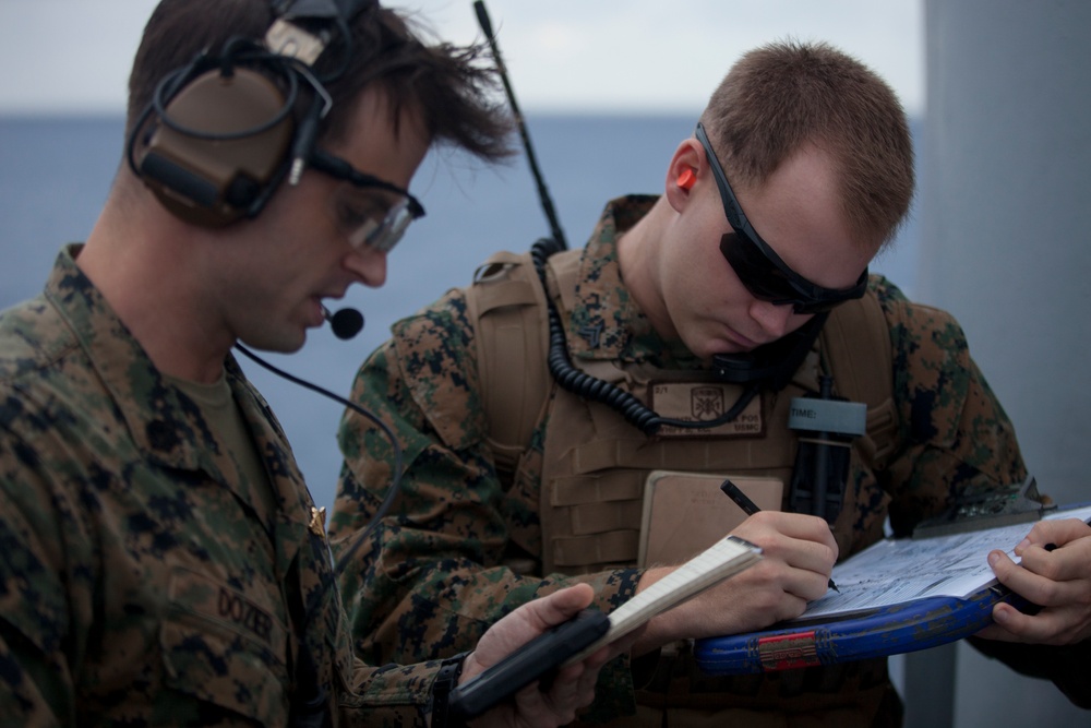 31st MEU Marines practice tactical air control capabilities aboard USS Wasp