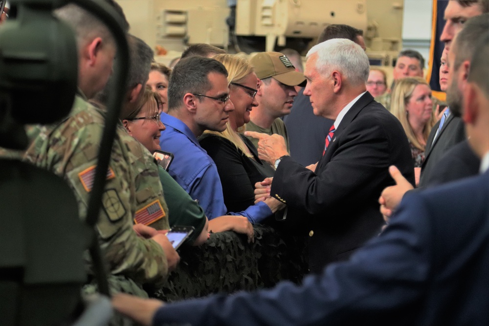 Vice President Mike Pence visits Fort McCoy, thanks troops