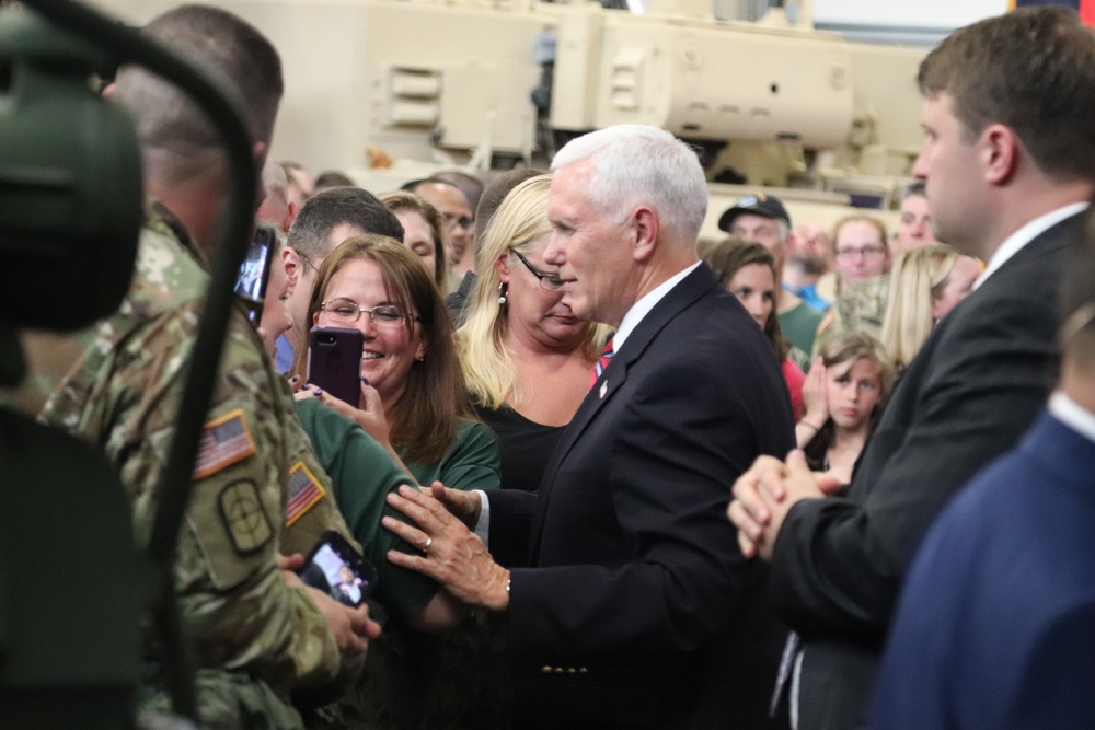 Vice President Mike Pence visits Fort McCoy, thanks troops