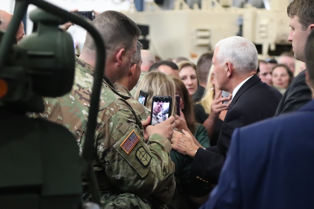 Vice President Mike Pence visits Fort McCoy, thanks troops