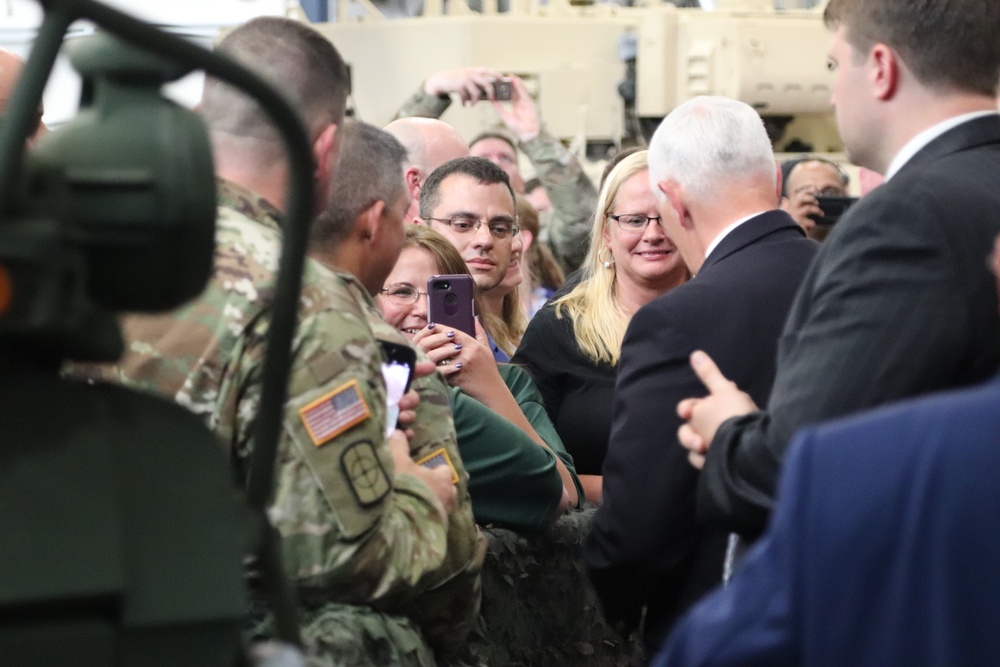 Vice President Mike Pence visits Fort McCoy, thanks troops