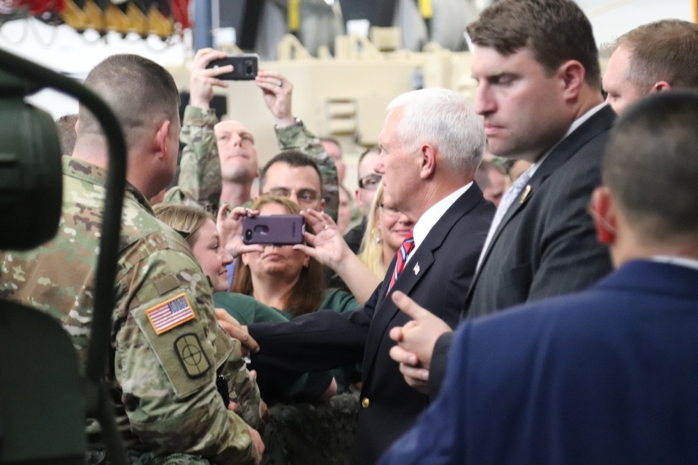 Vice President Mike Pence visits Fort McCoy, thanks troops