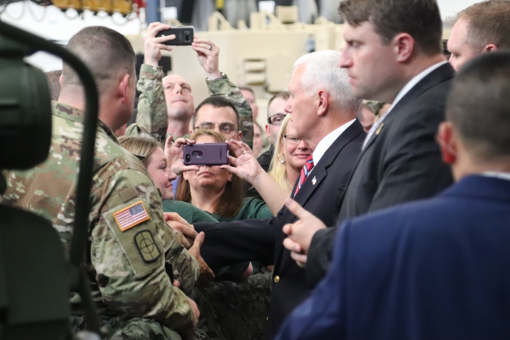 Vice President Mike Pence visits Fort McCoy, thanks troops