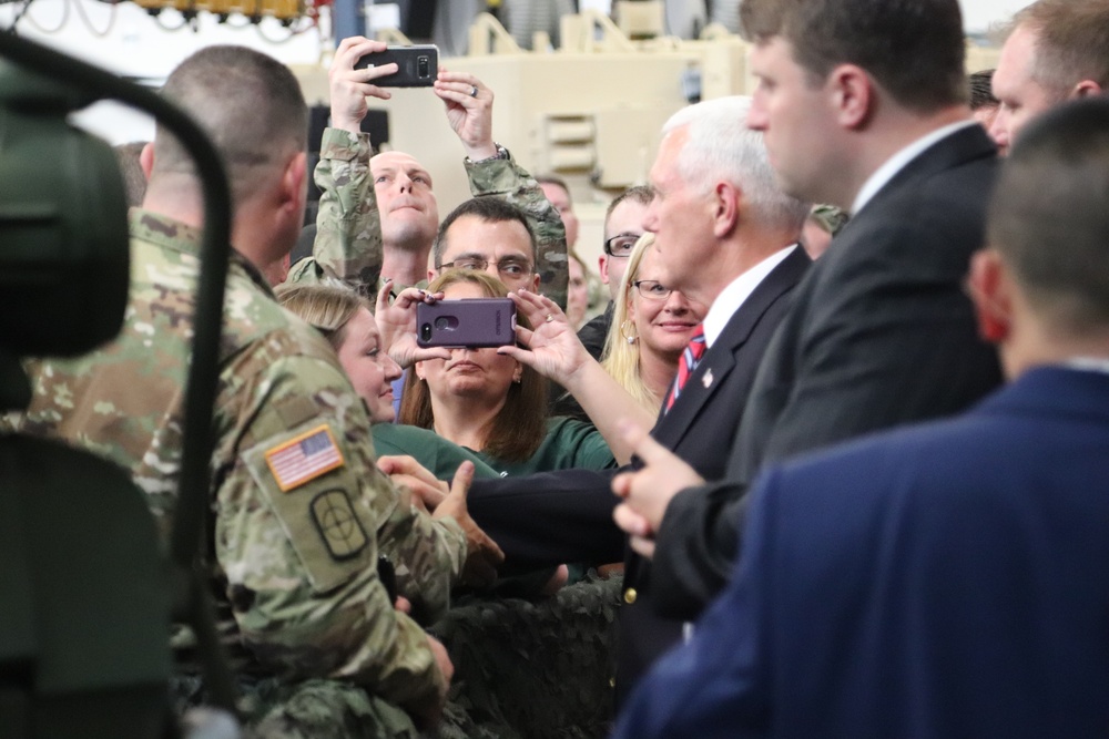 Vice President Mike Pence visits Fort McCoy, thanks troops