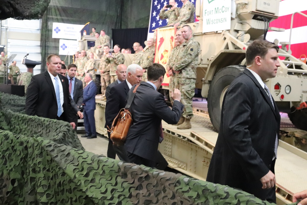 Vice President Mike Pence visits Fort McCoy, thanks troops