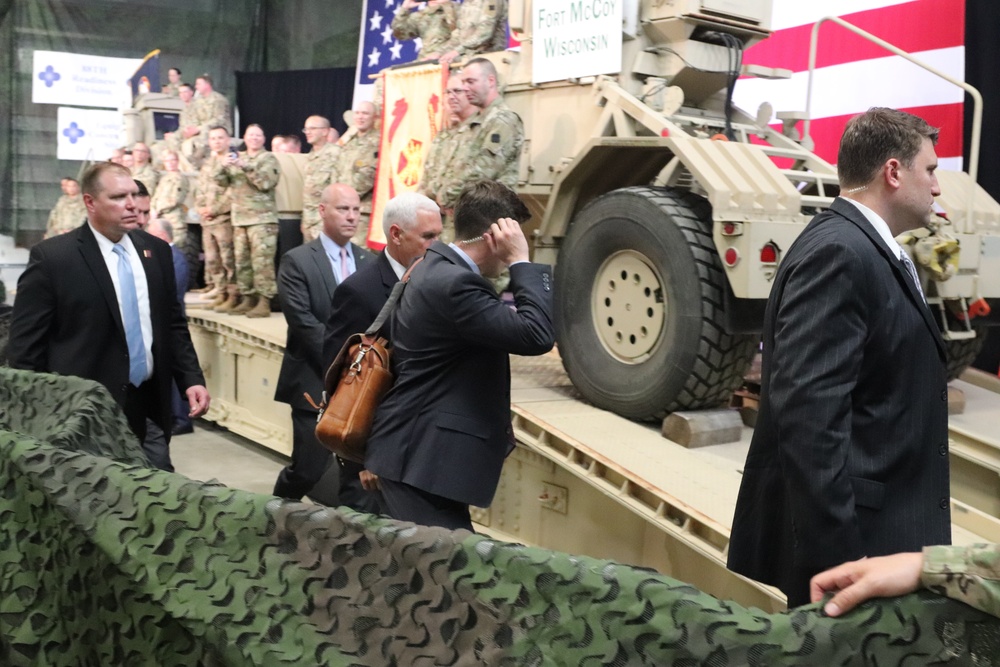 Vice President Mike Pence visits Fort McCoy, thanks troops