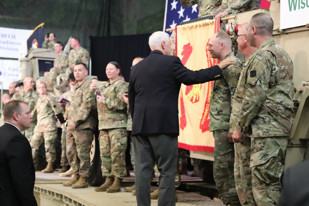 Vice President Mike Pence visits Fort McCoy, thanks troops