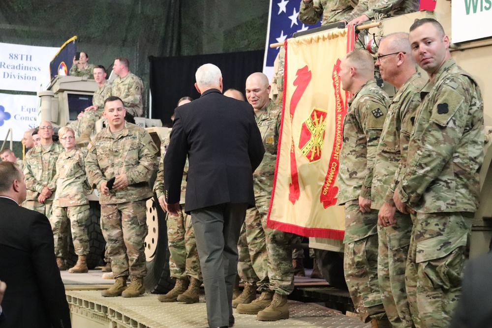 Vice President Mike Pence visits Fort McCoy, thanks troops