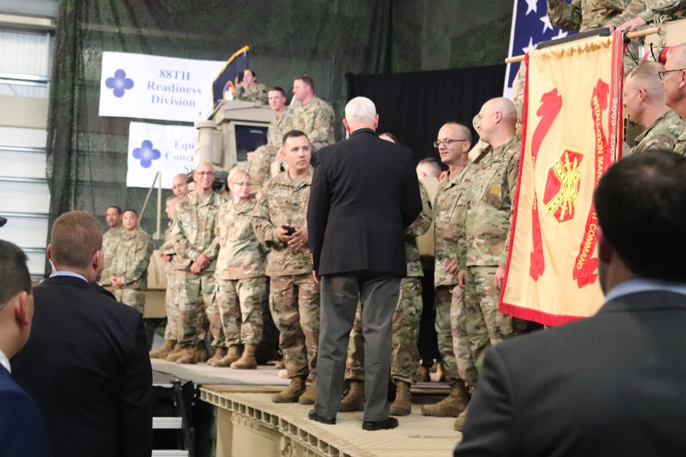 Vice President Mike Pence visits Fort McCoy, thanks troops