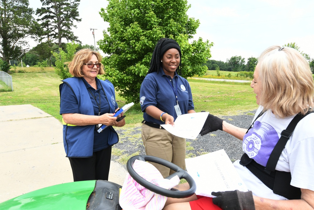 Disaster Survivor Assistance Teams and FEMA Corps Canvas Areas in Lavaca, Arkansas Impacted by Recent Flooding