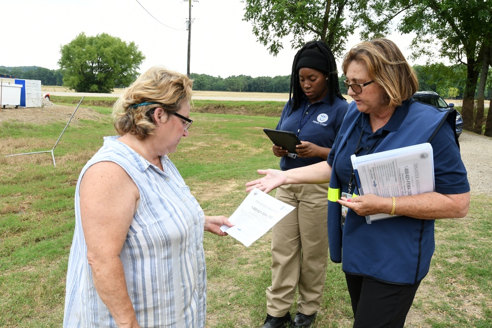 Disaster Survivor Assistance Teams and FEMA Corps Canvas Areas in Lavaca, Arkansas Impacted by Recent Flooding