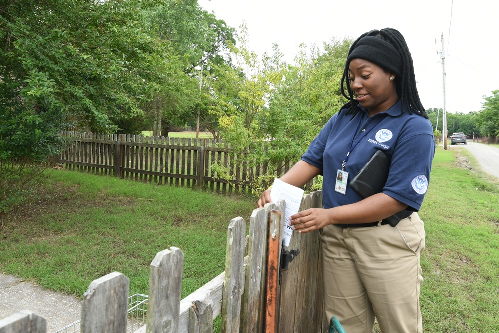 Disaster Survivor Assistance Teams and FEMA Corps Canvas Areas in Lavaca, Arkansas Impacted by Recent Flooding