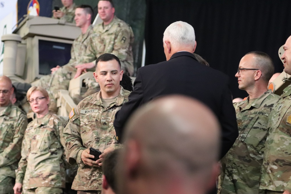 U.S. Vice President Mike Pence visits Fort McCoy; thanks troops, family members, workforce