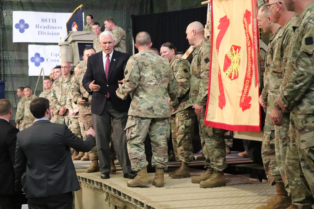 U.S. Vice President Mike Pence visits Fort McCoy; thanks troops, family members, workforce