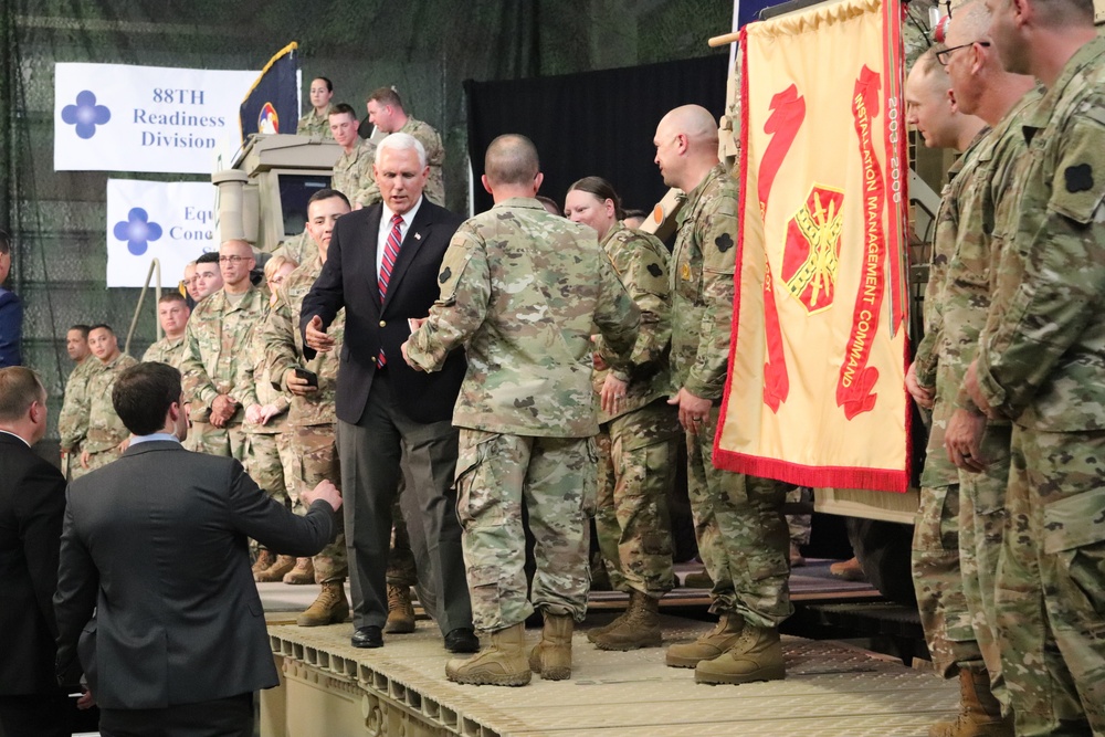 U.S. Vice President Mike Pence visits Fort McCoy; thanks troops, family members, workforce