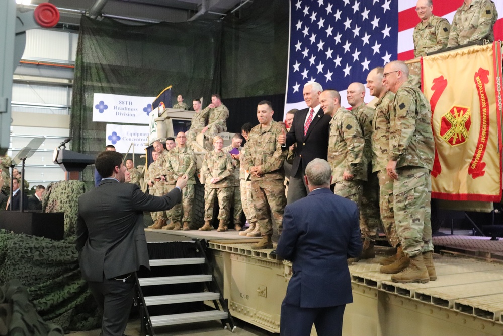 U.S. Vice President Mike Pence visits Fort McCoy; thanks troops, family members, workforce