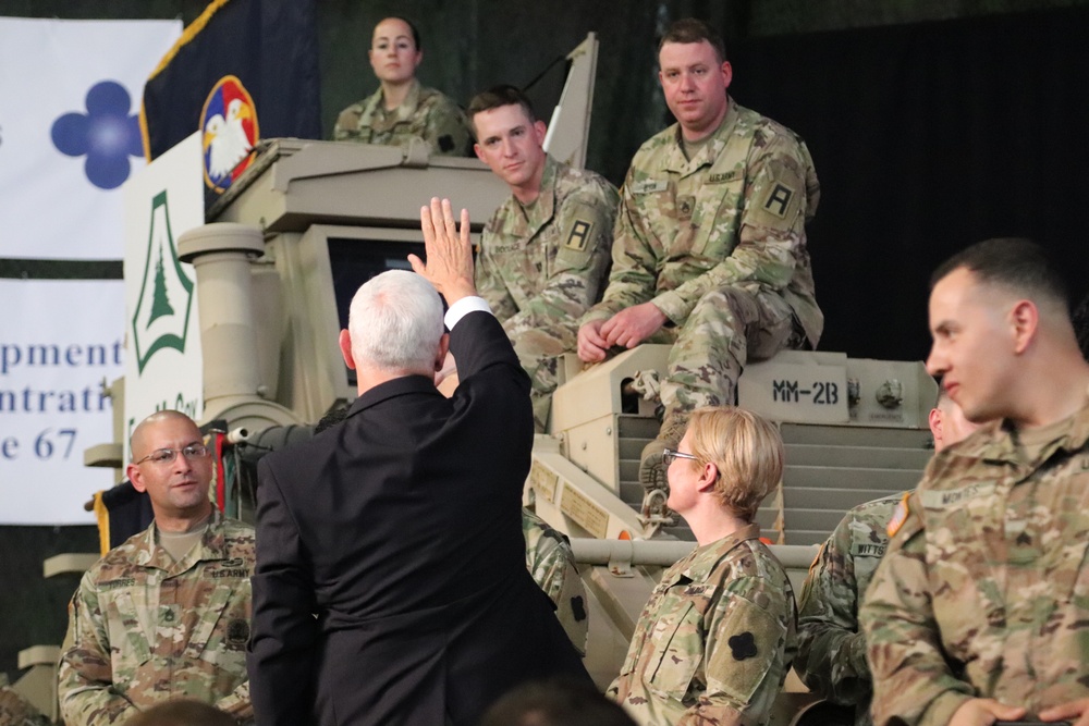 U.S. Vice President Mike Pence visits Fort McCoy; thanks troops, family members, workforce