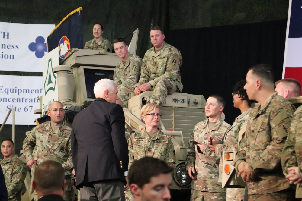 U.S. Vice President Mike Pence visits Fort McCoy; thanks troops, family members, workforce