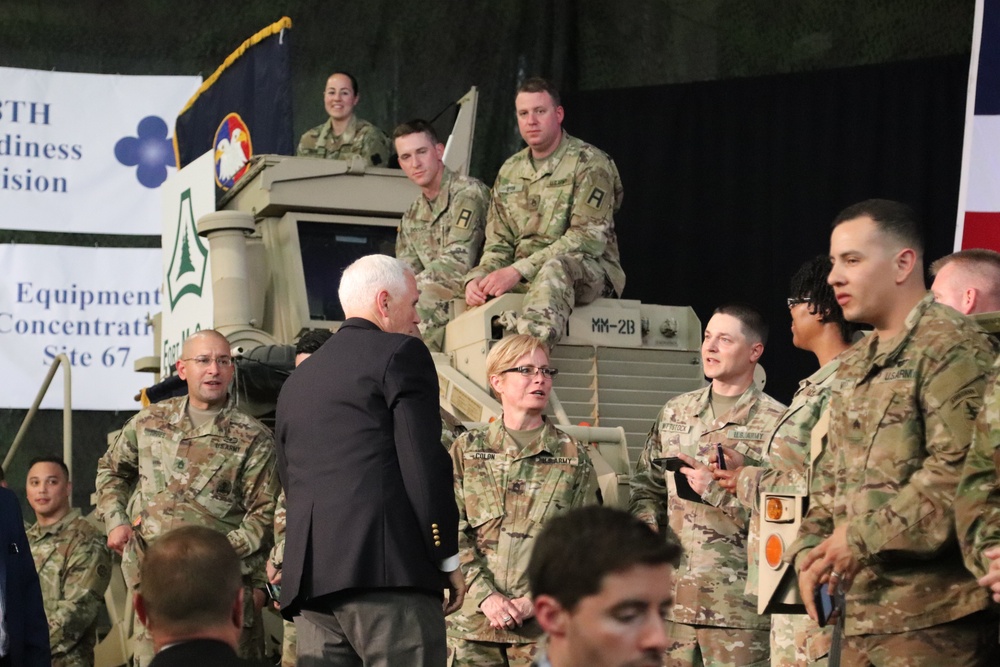 U.S. Vice President Mike Pence visits Fort McCoy; thanks troops, family members, workforce