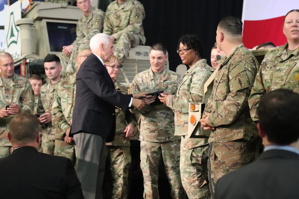 U.S. Vice President Mike Pence visits Fort McCoy; thanks troops, family members, workforce