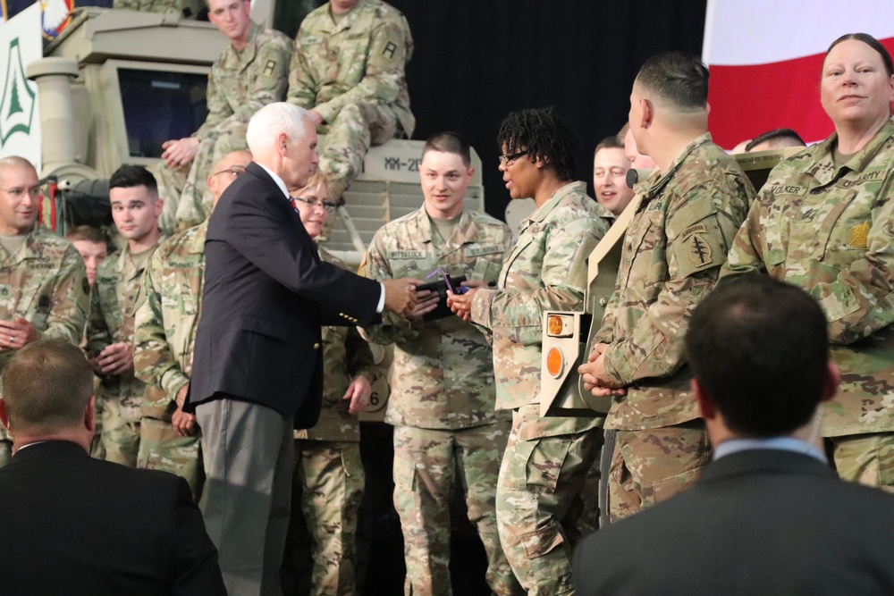 U.S. Vice President Mike Pence visits Fort McCoy; thanks troops, family members, workforce