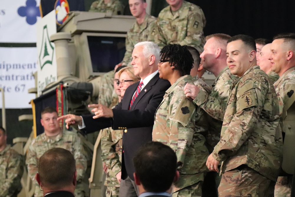 U.S. Vice President Mike Pence visits Fort McCoy; thanks troops, family members, workforce