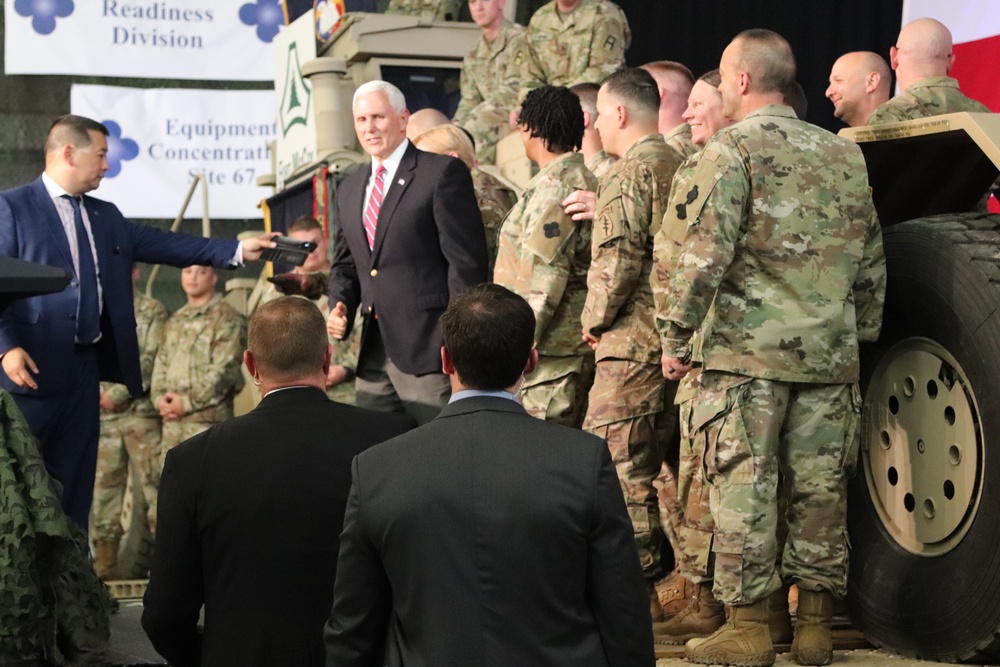 U.S. Vice President Mike Pence visits Fort McCoy; thanks troops, family members, workforce