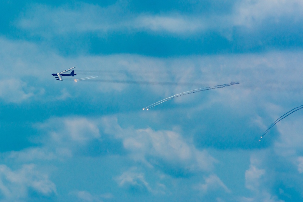 A B-52 Stratofortress drops inert training mines during exercise Baltic Operations (BALTOPS) 2019