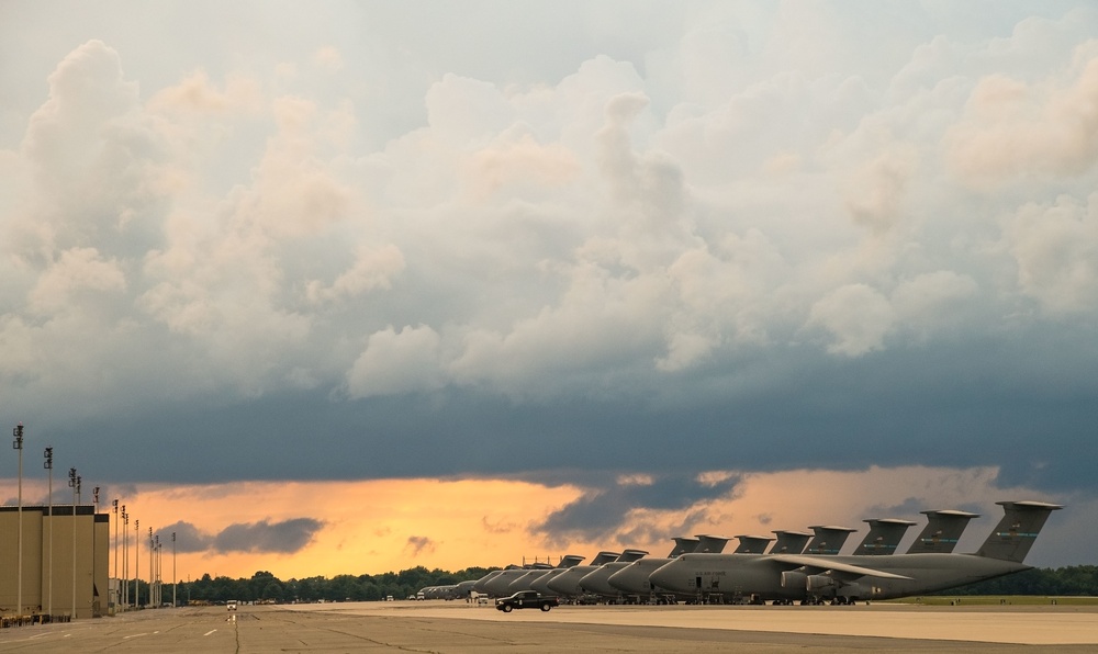 C-5M Super Galaxy and C-17A Globemaster III aircraft at Dover AFB