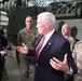 Vice President Mike Pence meets with media during Fort McCoy visit