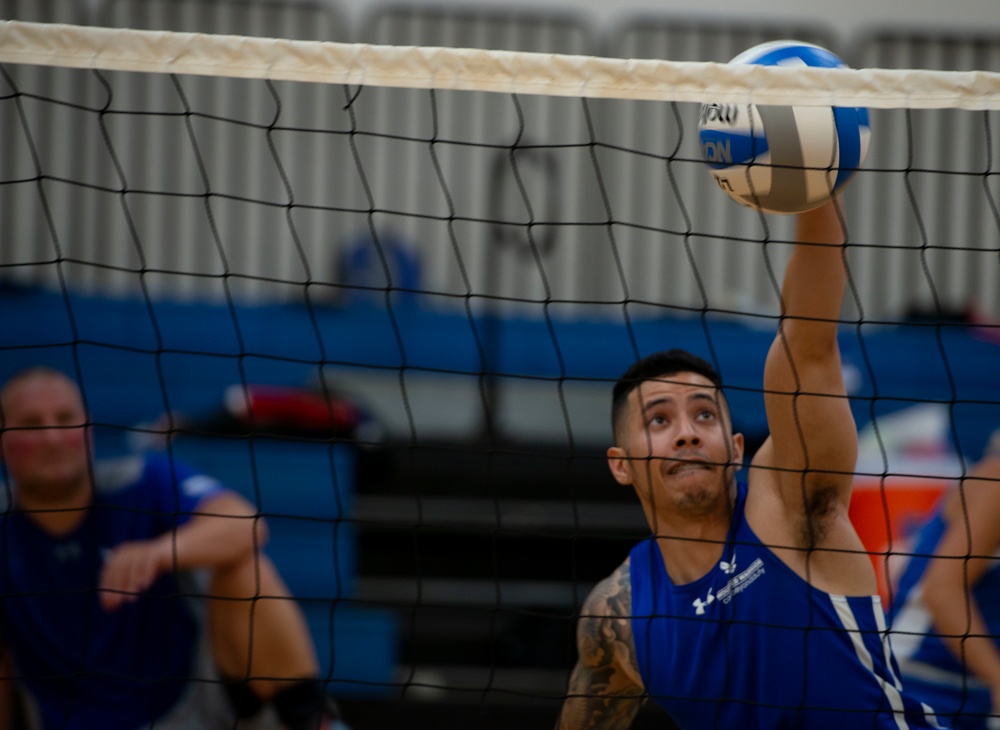 Warriors practice Sitting Volleyball