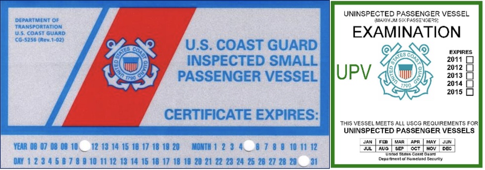 Coast Guard inspection decals
