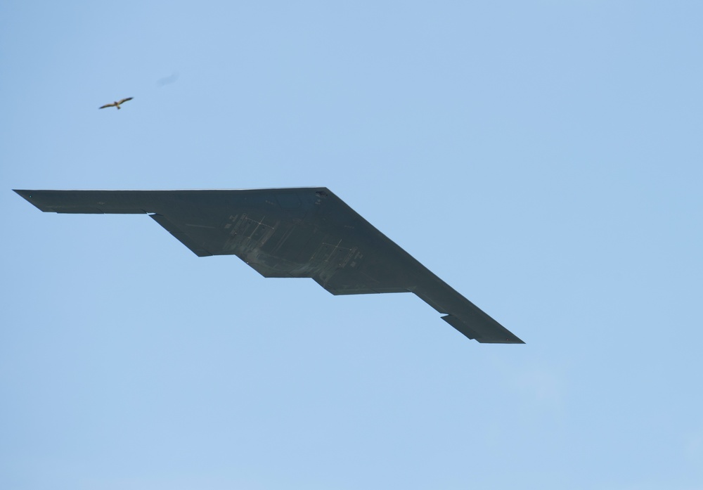 B-2 Stealth Bomber soars during 2019 Wings Over Whiteman Air and Space Show