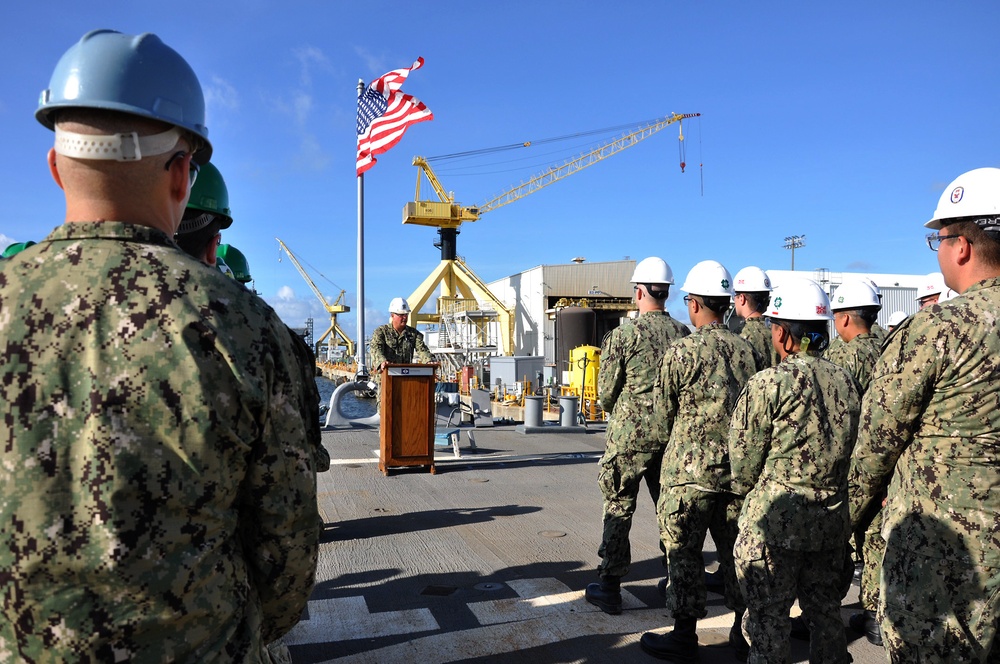 USS Fitzgerald hoists commemorative flag