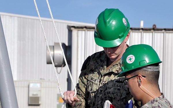 USS Fitzgerald hoists commemorative flag