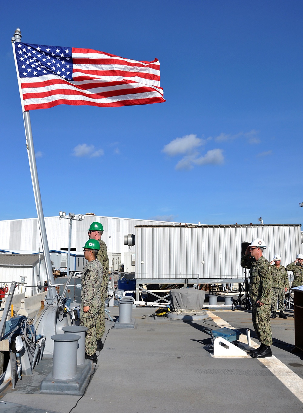 USS Fitzgerald hoists commemorative flag