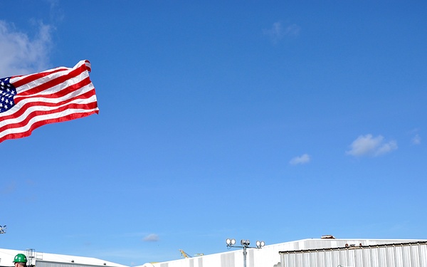 USS Fitzgerald hoists commemorative flag