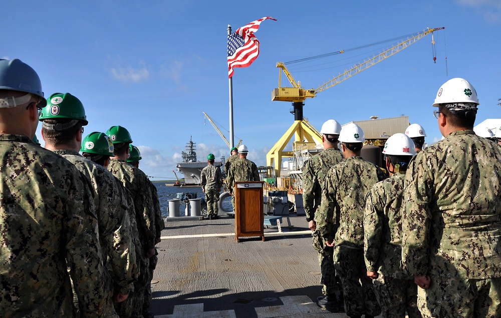 USS Fitzgerald hoists commemorative flag