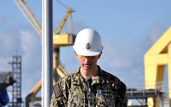 USS Fitzgerald hoists commemorative flag